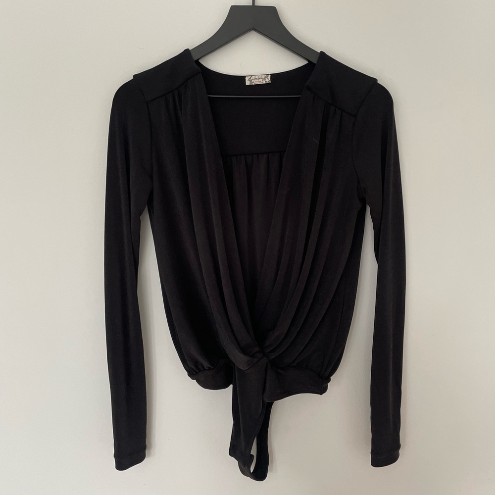 Free people intimately Turnt Surplice-neck Bodysuit